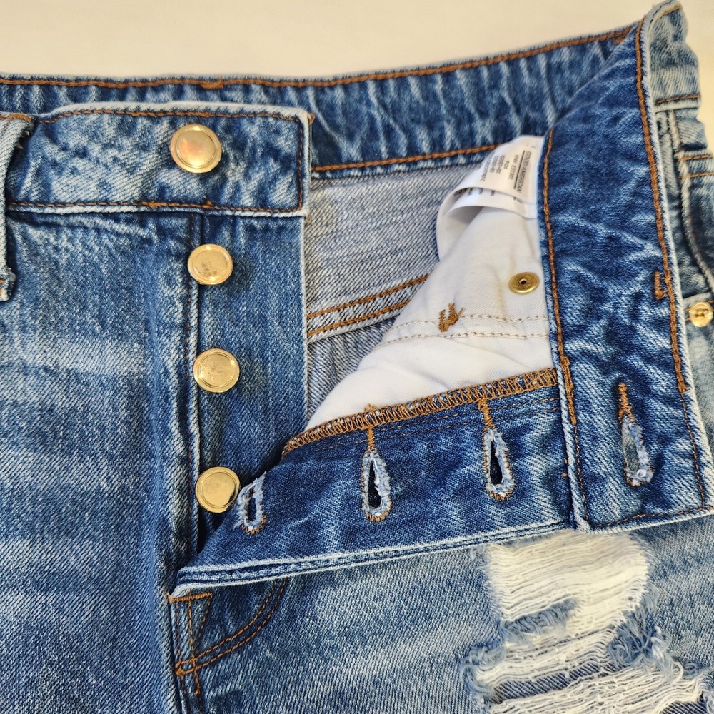 Good American Bombshell Short Blue Distressed Denim Cut Off Shorts Size 2/26 - Picture 4 of 9